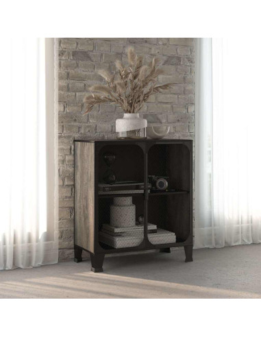 Armadietto Grigio 72x36x82 cm in Metallo e MDF
