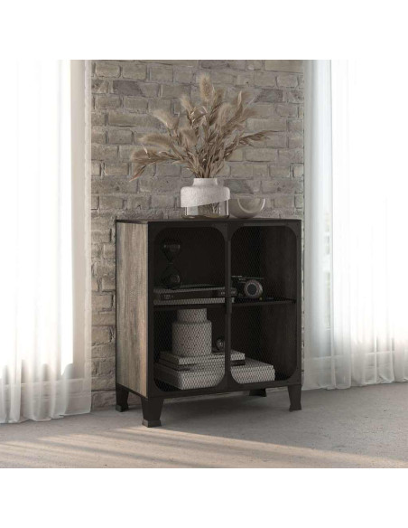 Armadietto Grigio 72x36x82 cm in Metallo e MDF