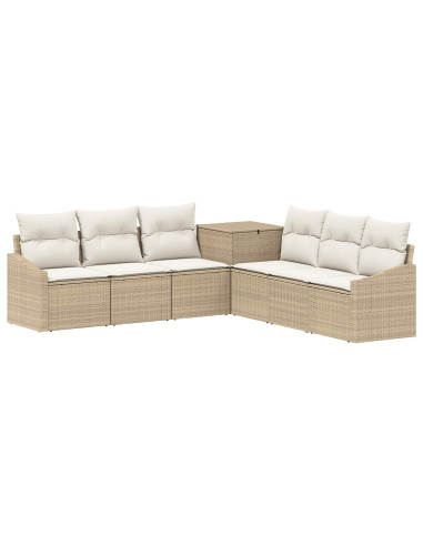 Set di divani 7 pcs Beige e Bianco Crema