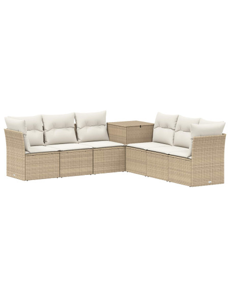 Set di divani 7 pcs Beige e Bianco Crema