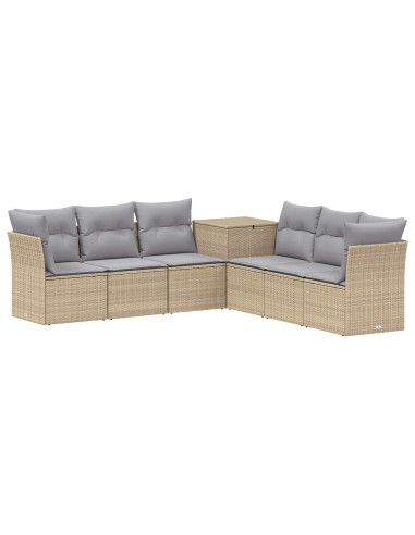 Set di divani 7 pcs Beige e Grigio Chiaro