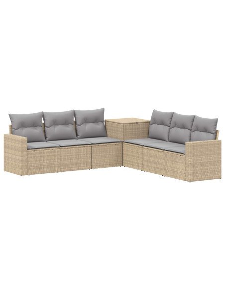 Set di divani 7 pcs Beige e Grigio Chiaro