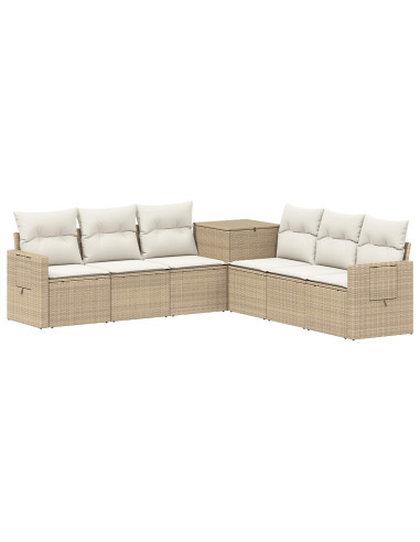 Set di divani 7 pcs Beige e Bianco Crema