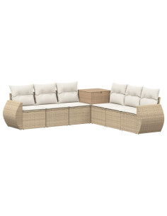 Set di divani 7 pcs Beige e Bianco Crema