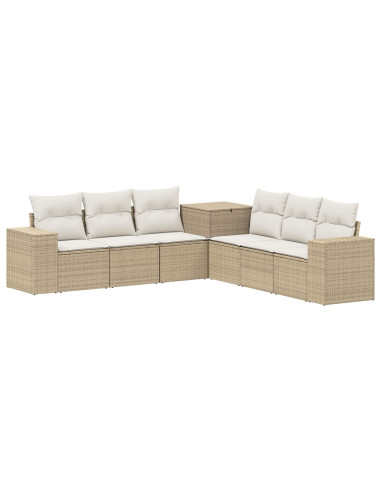 Set di divani 7 pcs Beige e Bianco Crema