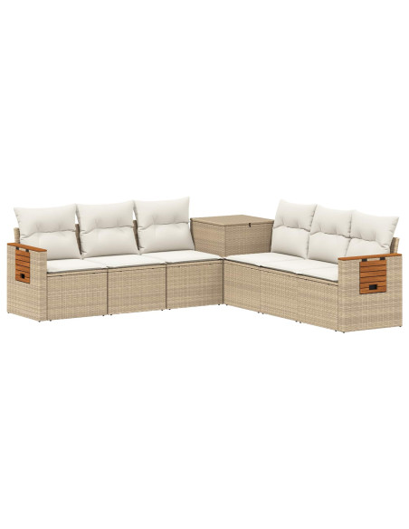 Set di divani 7 pcs Beige e Bianco Crema