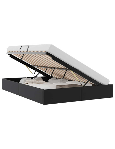 Letto con Contenitore Nero 137 x 190 cm Similpelle