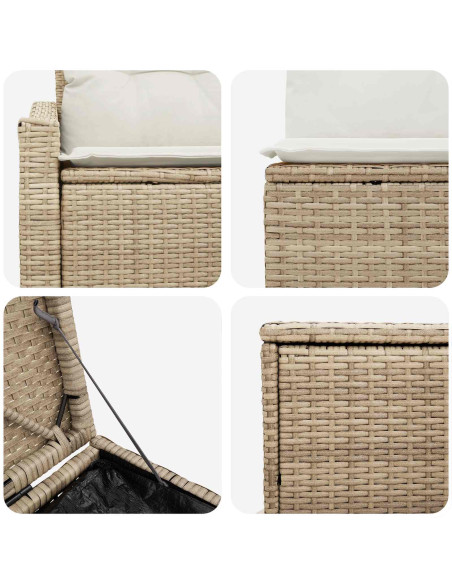 Set di divani 7 pcs Beige e Bianco Crema