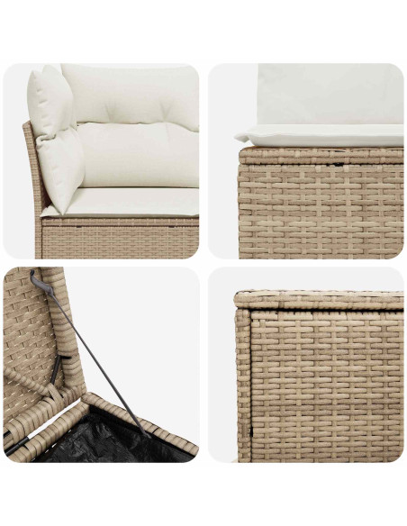 Set di divani 7 pcs Beige e Bianco Crema