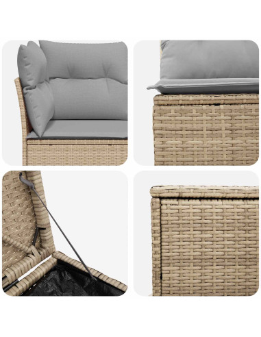 Set di divani 7 pcs Beige e Grigio Chiaro