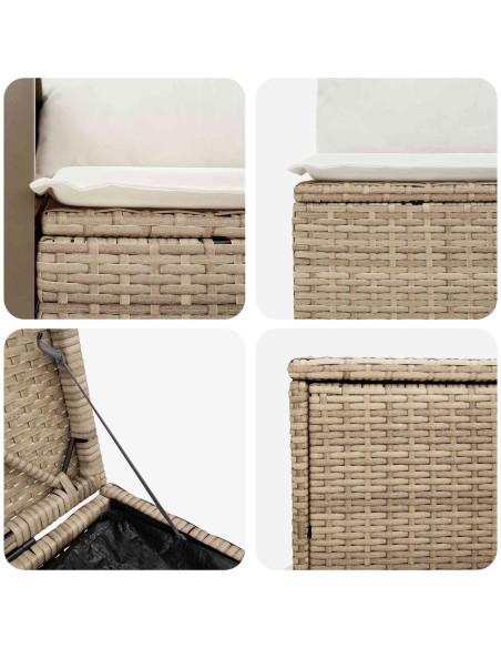 Set di divani 7 pcs Beige e Bianco Crema