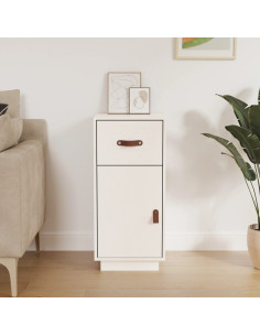 Credenza Bianca 34x40x75 cm in Legno Massello di Pino