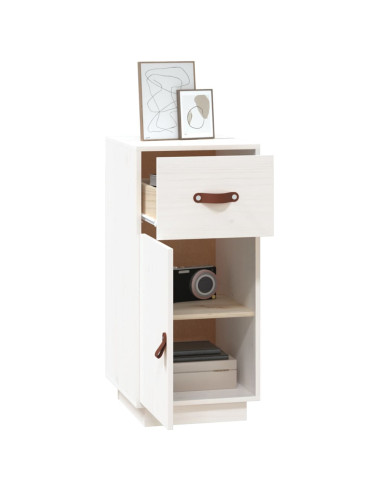 Credenza Bianca 34x40x75 cm in Legno Massello di Pino