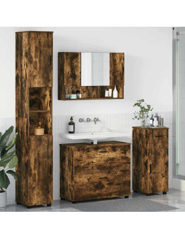 Set di mobili per il bagno 4 pz Rovere fumé 35 x 30 x 192 cm