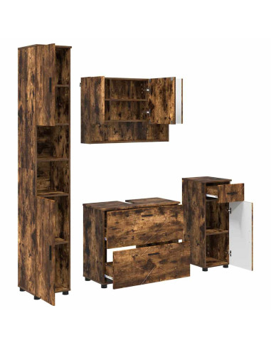 Set di mobili per il bagno 4 pz Rovere fumé 35 x 30 x 192 cm
