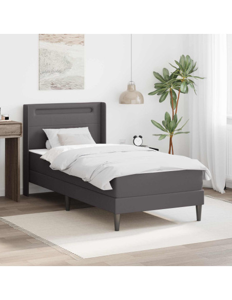 Struttura letto con materasso Grigio 80 x 200 cm Similpelle