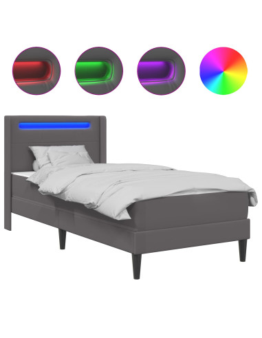 Struttura letto con materasso Grigio 80 x 200 cm Similpelle