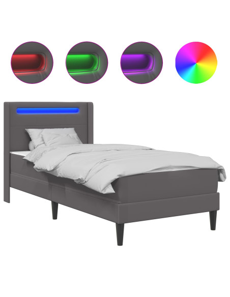 Struttura letto con materasso Grigio 80 x 200 cm Similpelle