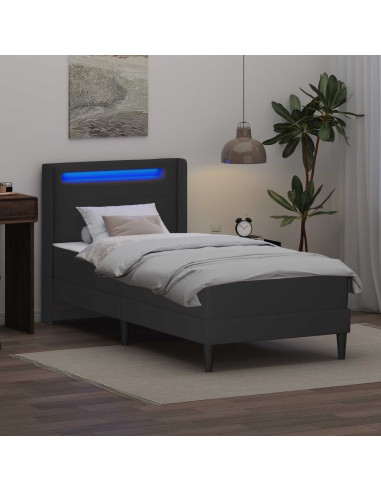 Struttura letto con materasso Grigio 80 x 200 cm Similpelle