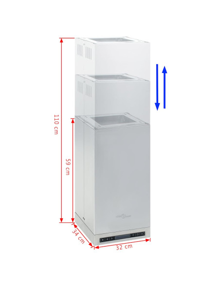 Cappa a Isola con Display LCD e Sensore Touch 756 m³/h LED