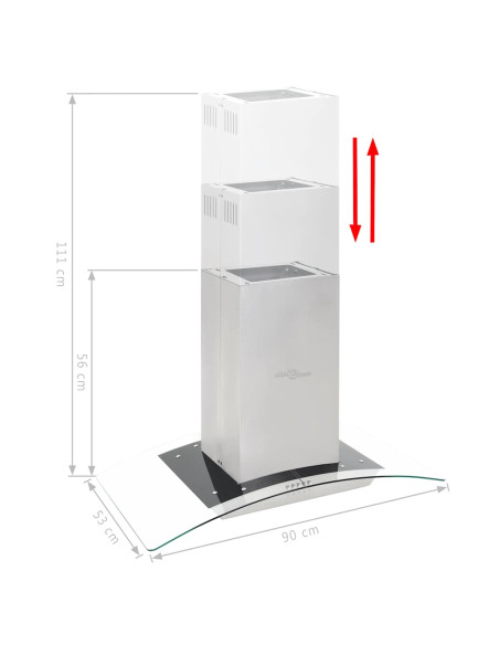 Cappa a Isola 90 cm in Acciaio Inossidabile 756 m³/h LED