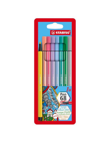 AST8 STABILO PEN 68 PASTEL ASS