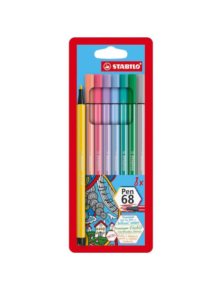 AST8 STABILO PEN 68 PASTEL ASS