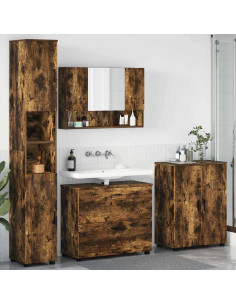 Set di mobili per il bagno 4 pz Rovere fumé 35 x 30 x 192 cm