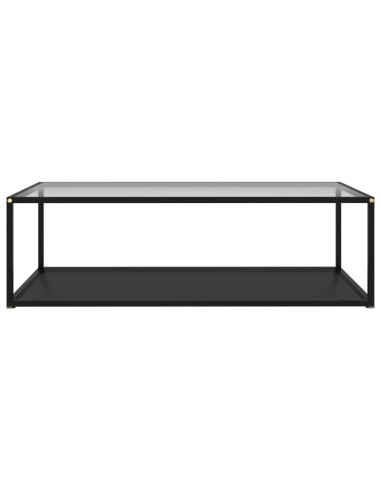 Tavolino Salotto Trasparente e Nero 120x60x35cm Vetro Temperato