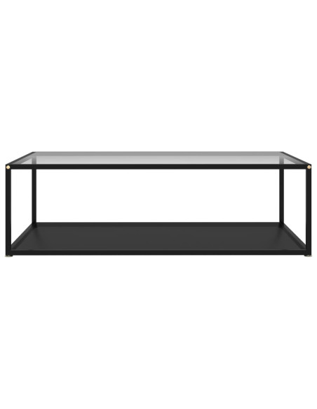 Tavolino Salotto Trasparente e Nero 120x60x35cm Vetro Temperato