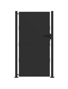 Cancello da giardino con blocco Nero 110 x 180 cm 2