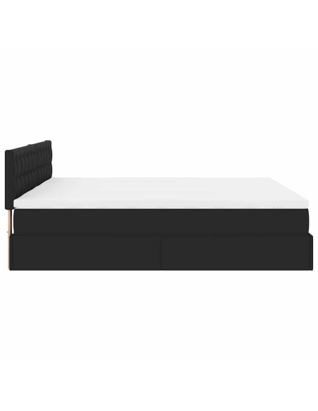 Struttura Letto Pouf con Materassi Nero 160x200 cm Similpelle