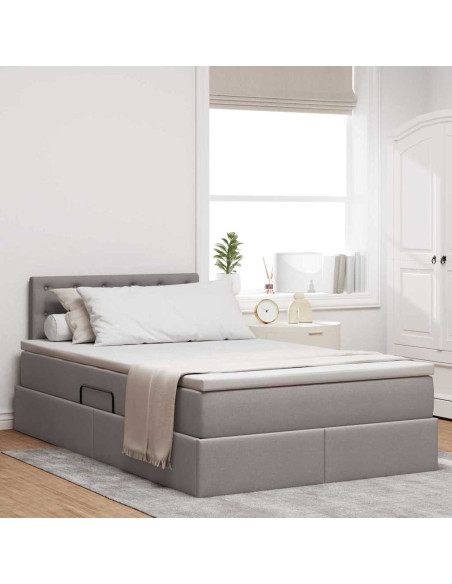 Letto con contenitore LED e materasso Tortora 120 x 190 cm