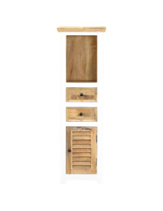Credenza Bianca e Marrone 40x30x128 cm in Legno di Mango Grezzo