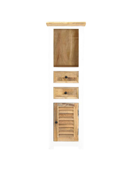 Credenza Bianca e Marrone 40x30x128 cm in Legno di Mango Grezzo