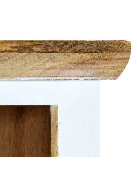 Credenza Bianca e Marrone 40x30x128 cm in Legno di Mango Grezzo