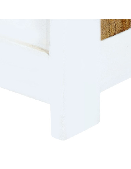 Credenza Bianca e Marrone 40x30x128 cm in Legno di Mango Grezzo