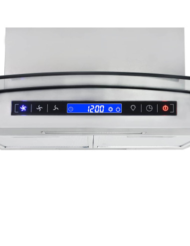 Cappa a Isola 90cm con Display LCD e Sensore Touch 756 m³/h LED
