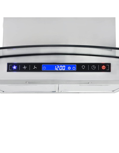 Cappa a Isola 90cm con Display LCD e Sensore Touch 756 m³/h LED
