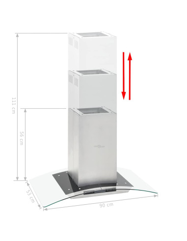 Cappa a Isola 90cm con Display LCD e Sensore Touch 756 m³/h LED