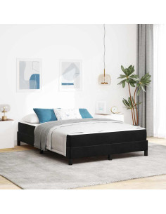 Letto a molle con materasso Nero 160 x 220 cm Tessuto