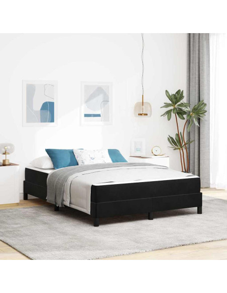 Letto a molle con materasso Nero 160 x 220 cm Tessuto