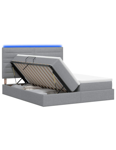 Letto con contenitore LED e materasso Grigio Chiaro