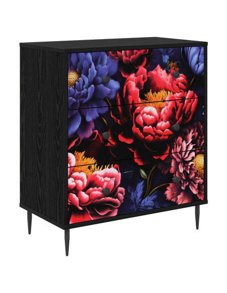 Cassettiera KIEL Stampa di peonia scura 66 x 36,5 x 76 cm