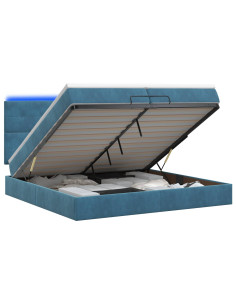 Letto Ottomano con Materasso e LED Blu scuro 200 x 200 cm