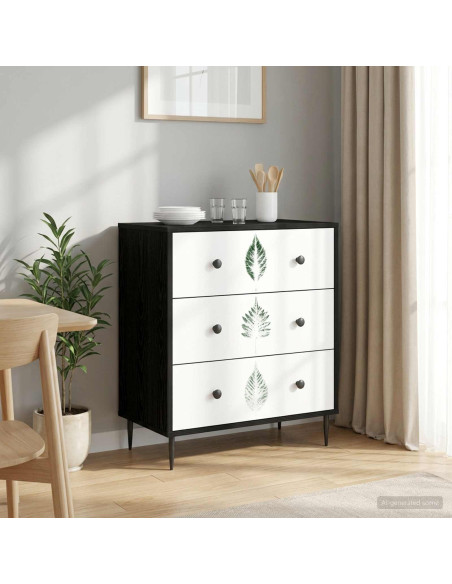 Cassettiera HANAU Stampa foglia verde 66 x 36,5 x 76 cm