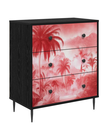Cassettiera AACHEN Stampa di palme rosa 66 x 36,5 x 76 cm