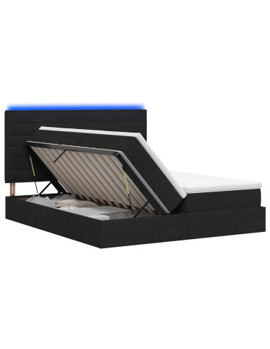 Letto con contenitore LED e materasso Nero 180 x 200 cm Tessuto
