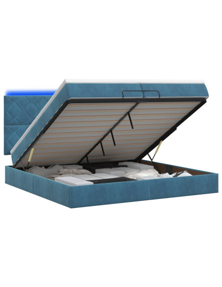 Letto Ottomano con Materasso e LED Blu scuro 200 x 200 cm
