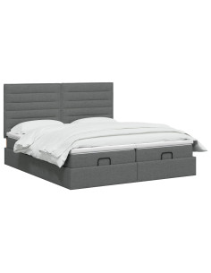 Letto Ottomano con Materasso e LED Grigio Scuro 160 x 200 cm 2